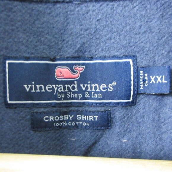 Vineyard Vines Crosby Flannel Shirt Men XXL Blue Button Down Elbow Patch 566 - Picture 3 of 10